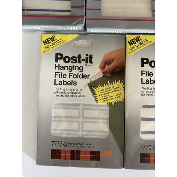 lot of 5 packs file folder labels (2x 3m post it hanging and 3x instant sticks ) - Picture 2 of 7